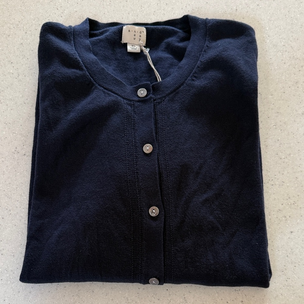 a new day Navy Button-Front Cardigan